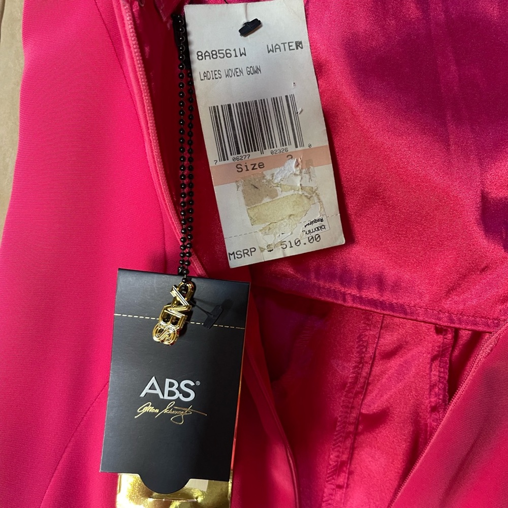 ABS Allen Schwartz Pink Strapless Front-Slit Gown 2 - Picture 5 of 10